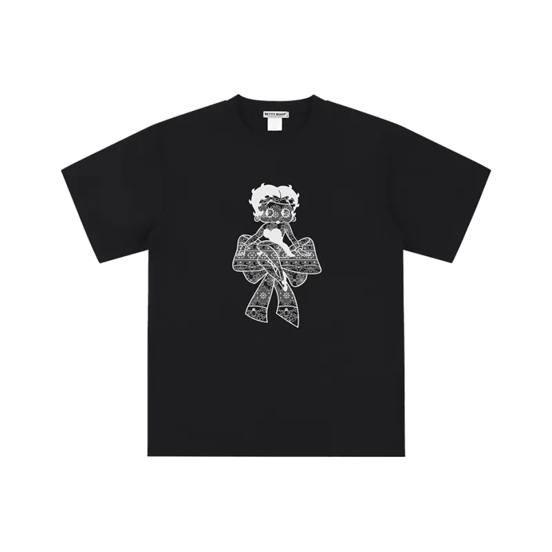 BETTY BOOP Drop Shoulder Sleeve T Shirt Women's-0