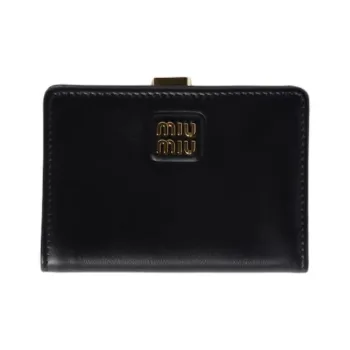 MIU MIU Leather Wallet Unisex Black
