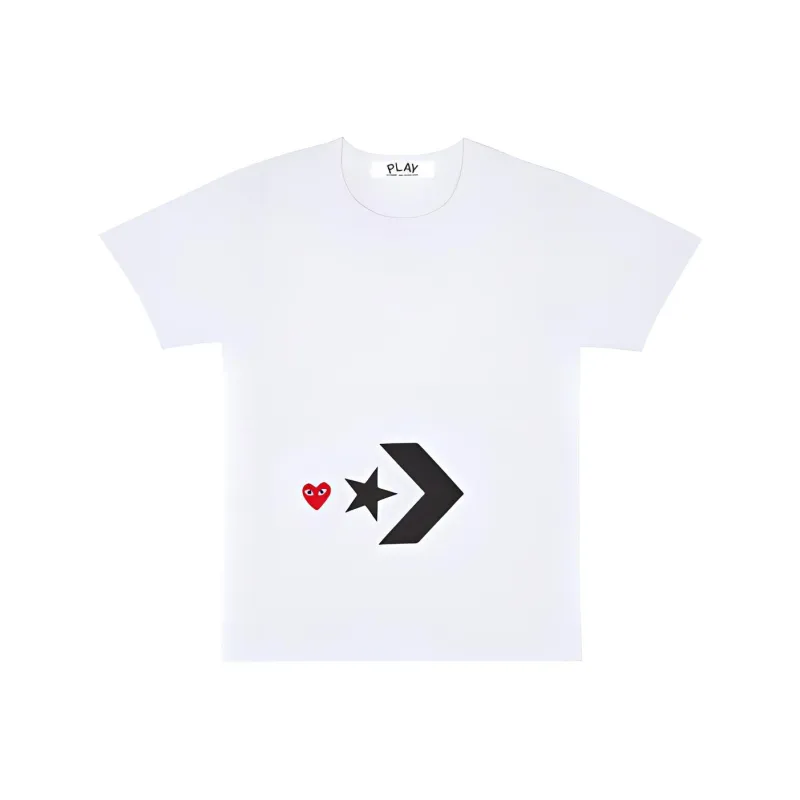 Converse X CDG Play CDG Play X Converse T Shirts Women's White-0