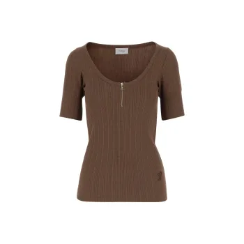 Patou Scoop neck Ribbed T shirt