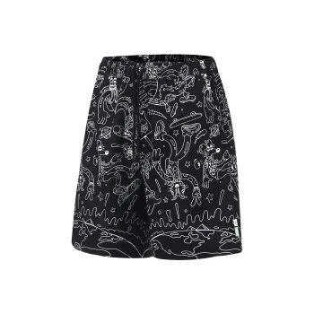 LiNing Skateboard Sports Shorts Men Black And White Combination Print