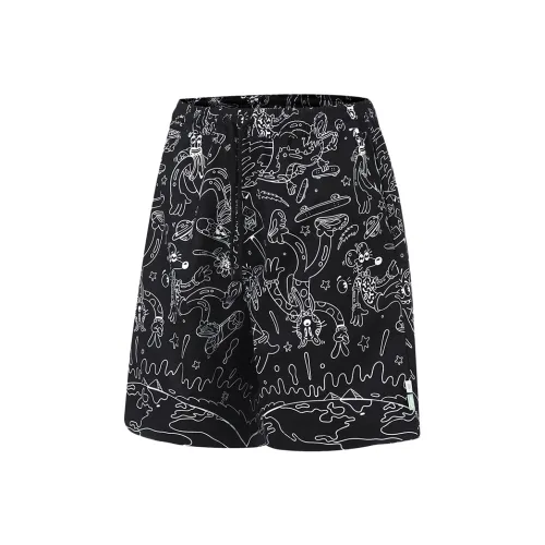LiNing Skateboard Sports Shorts Men Black White Combination Print