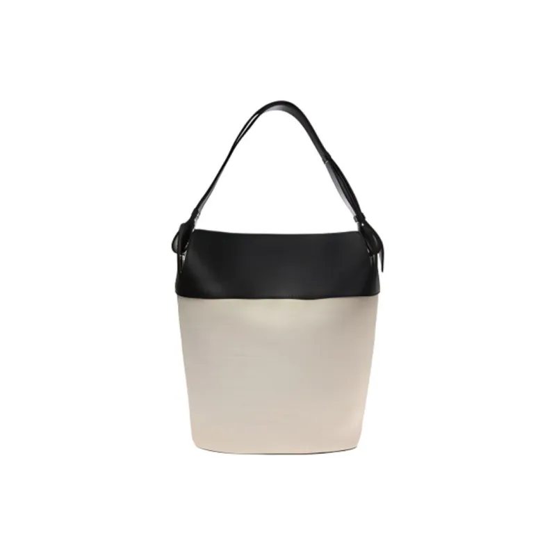 Burberry Cotton-Linen Blend With Leather Bucket Bags Shoulder Bag Crossbody Bag Handbag Women's Black/Beige-2