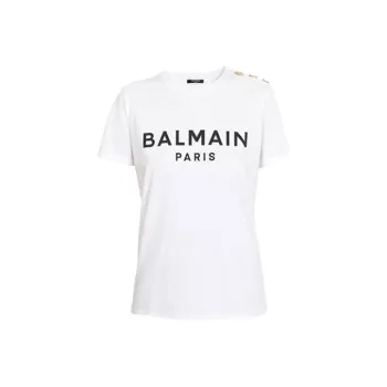 BALMAIN Logo Printed Crewneck T Shirt