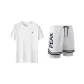 White Double-Layer Pants+White Short-Sleeved Shirt