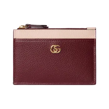 GUCCI GG Marmont Leather Card Holder Women's Red Pink