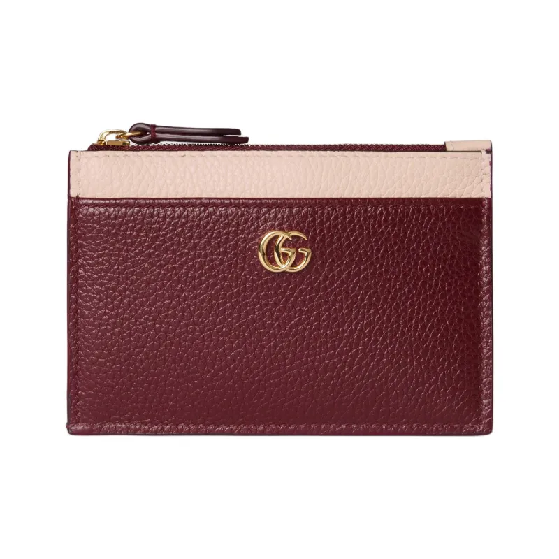 GUCCI GG Marmont Leather Card Holder Women's Red Pink-0