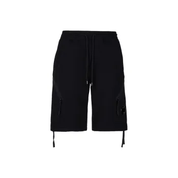 C.P.Company Diagonal Raised Fleece Drawsting Zip Detail Shorts