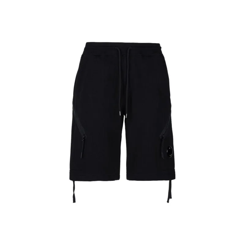 C.P.Company Diagonal Raised Fleece Drawsting Zip Detail Shorts-0