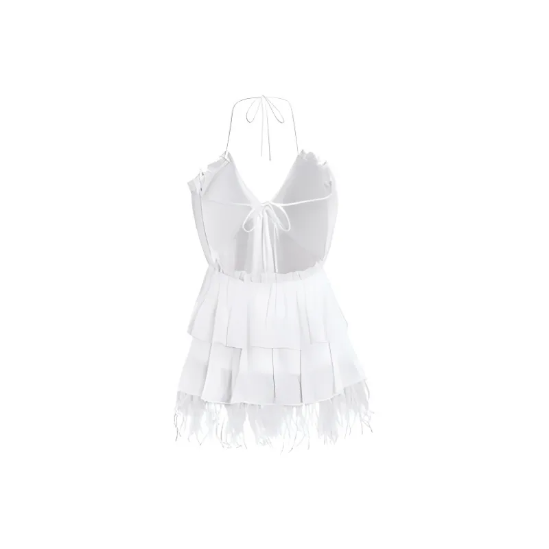 Flowers In Water Slip Dress Women's White-1