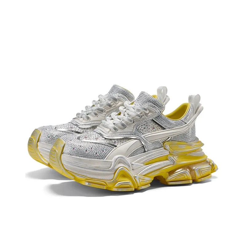 GG CC Cushioning, Slip Resistant, And Abrasion Resistant Low Top Height Increasing Mesh Chunky Sneakers Women's-12