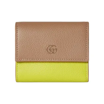 GUCCI GG Marmont Leather Wallet Women's Brown & Lemon