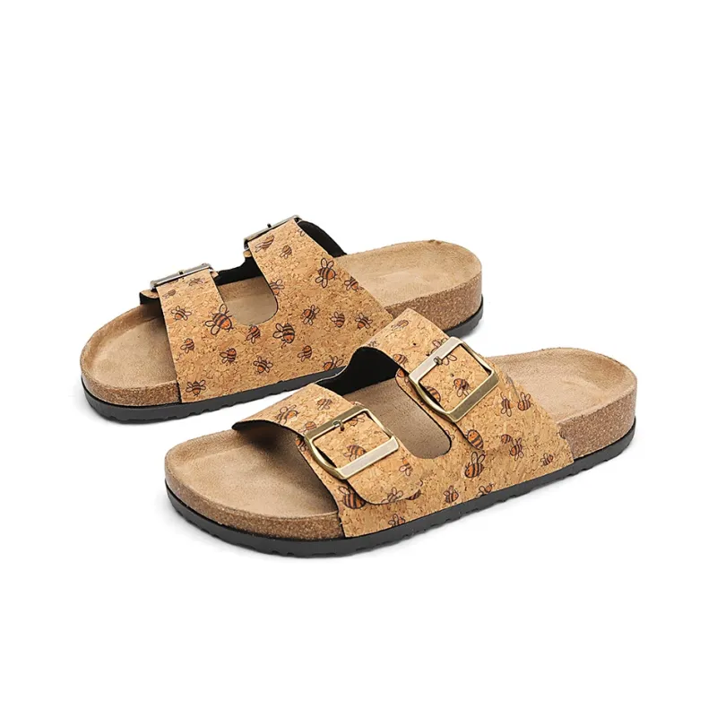 OUGLEMEN Cork Sole Quiet Abrasion Resistant Slide Slippers Women's-13