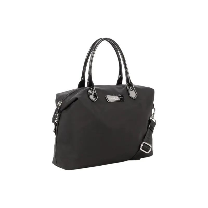 Lancaster Nylon Shoulder Bag, Crossbody Bag, Handbag Medium Size Women's Black-1