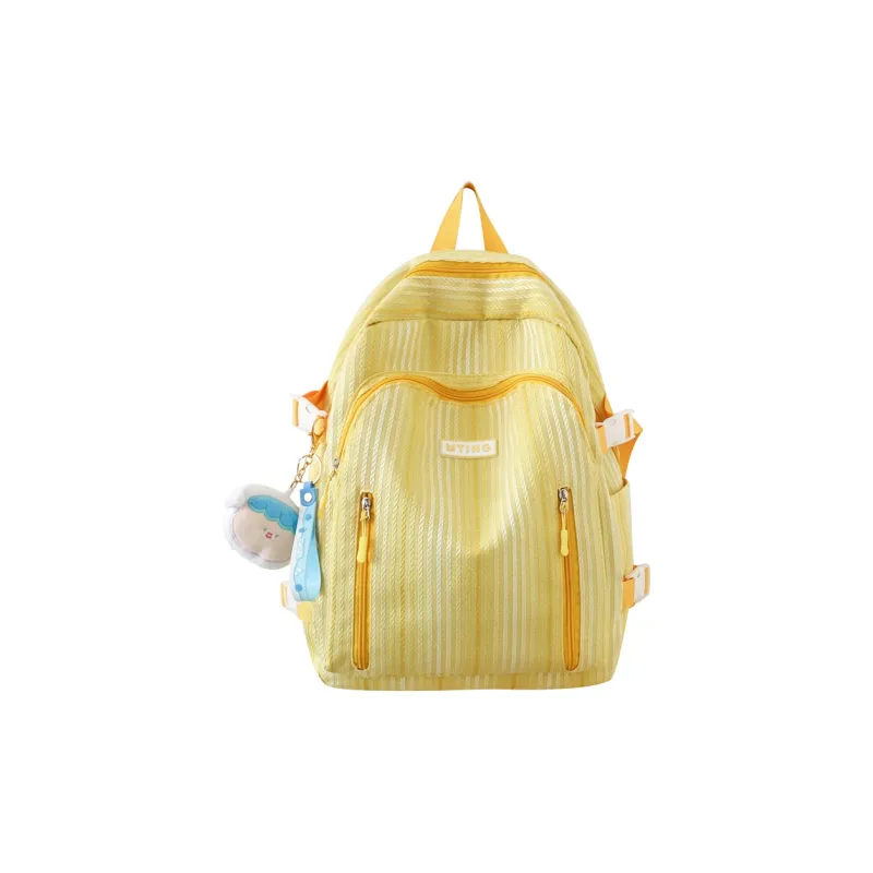 URBAN FOREST Nylon Backpack Unisex Pink/Green/Yellow/Black/White-11