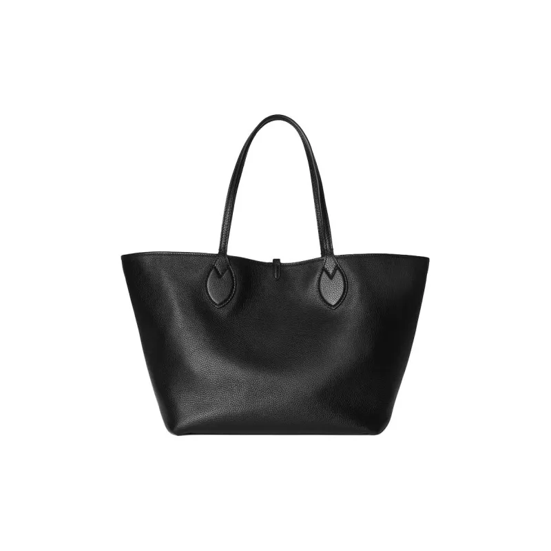 GUCCI Totissima Grain Leather With GG Canvas Shoulder Bag Medium Size Women's Black-4