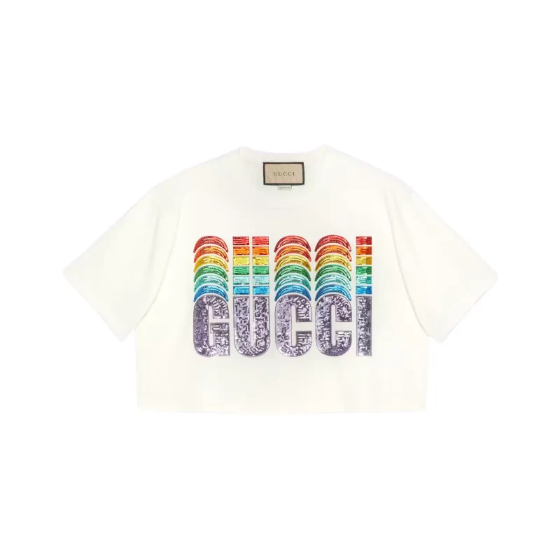 GUCCI Logo print Cropped T shirt-0
