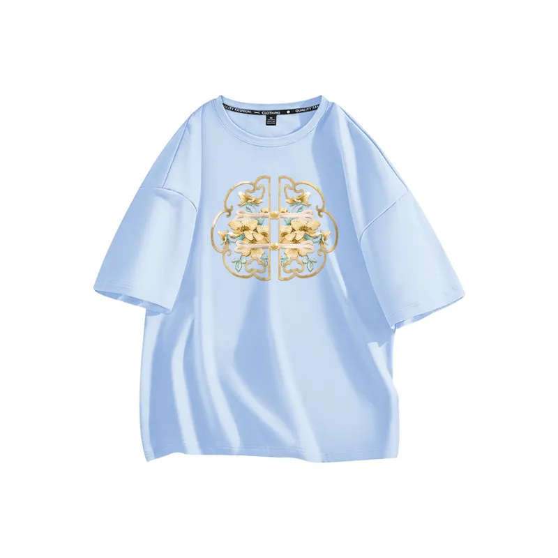 Cotton Drop Shoulder Sleeve T Shirt Women's-33