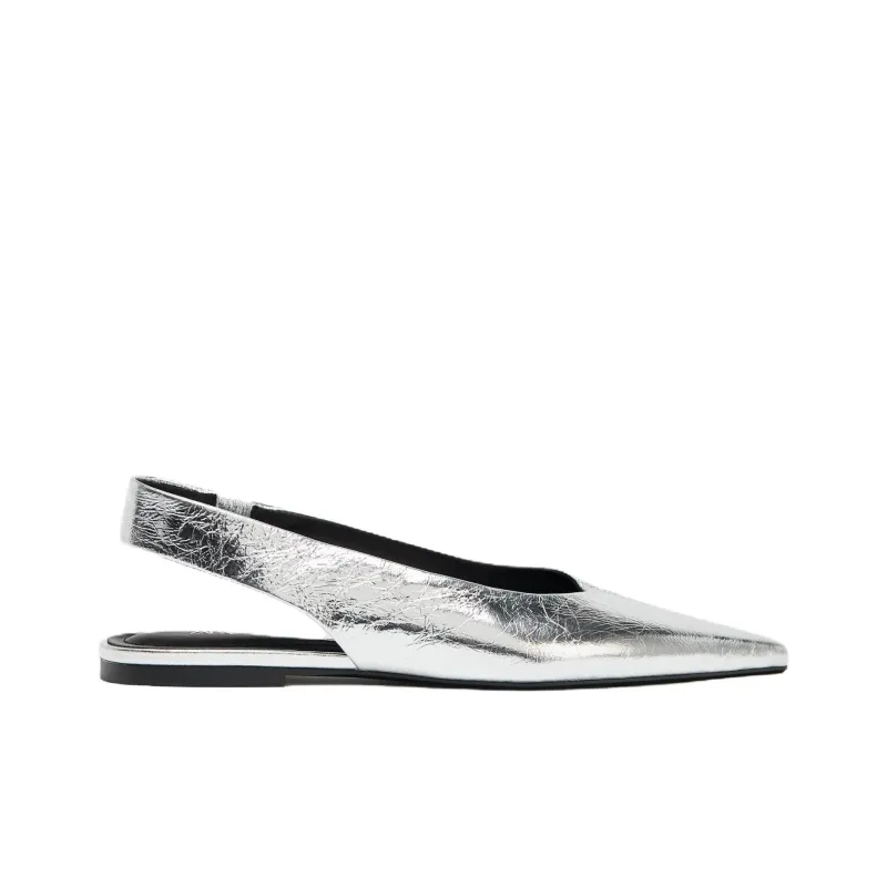ZARA Casual Single Shoes Women's Silver-1