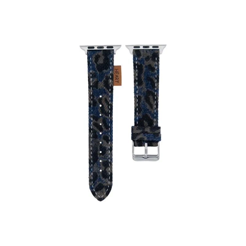 Antey Watch Band Apple Compatibility Denim Vintage Leopard Print Material-3
