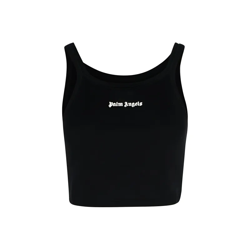 PALM ANGELS Logo embroidered Ribbed Tank Top-0
