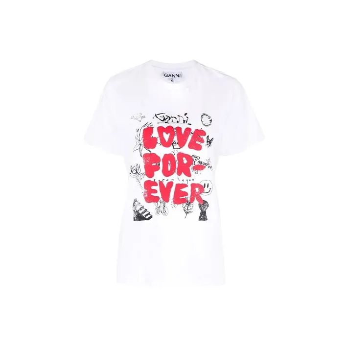 GANNI Love T Shirt 'Bright White'-0