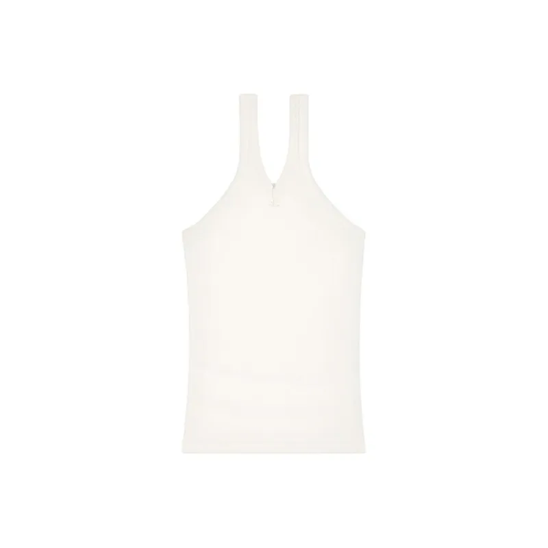 Courrèges Criss Cross 90s Rib Tank Top 'Heritage White'-0