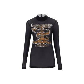 Y/Project Logo Printed Long Sleeved Sheer Top