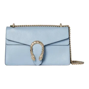 GUCCI Dionysus Leather Shoulder Bag Medium Size Women's Light Blue