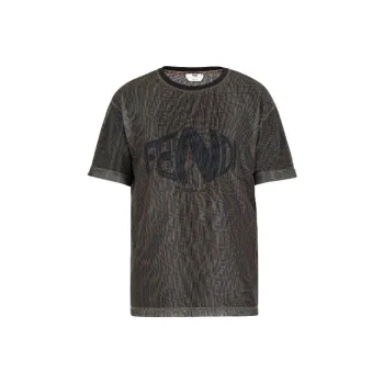 FENDI SS21 Drop Shoulder Sleeve T Shirt Women's Brown