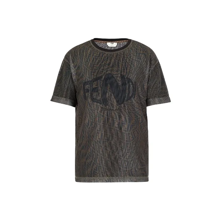 FENDI SS21 Drop Shoulder Sleeve T Shirt Women's Brown-0