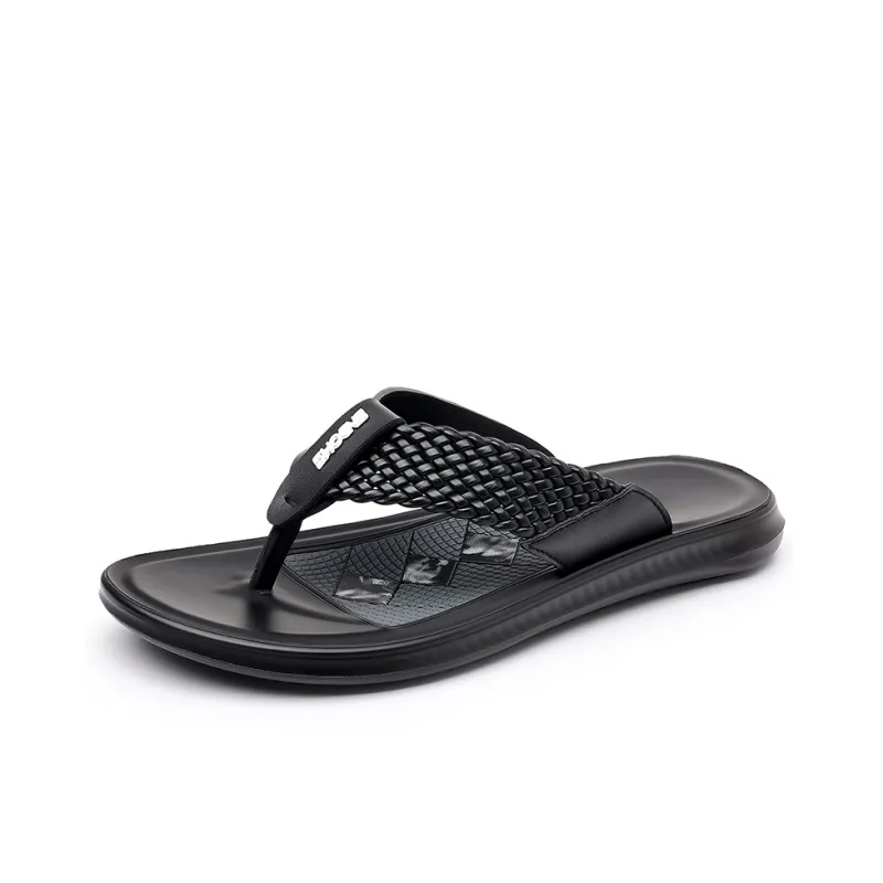 PEHL Composite Sole Abrasion Resistant Slip Resistant Quick Dry Flip Flops Men's Black-0