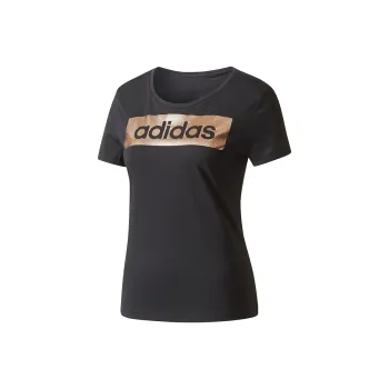 adidas Women's Essentials Linear Foil Logo Tee Black