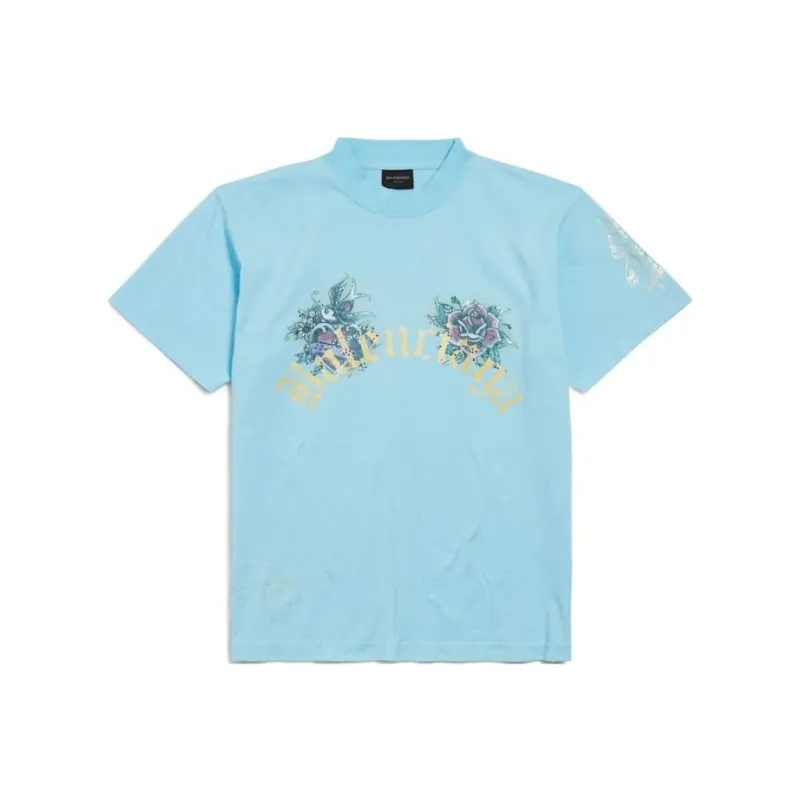Balenciaga Regular T Shirt Women's Light Blue Regular Fit-0