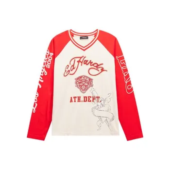 Ed Hardy SS25 Raglan Sleeve T Shirt Women's Ivory White
