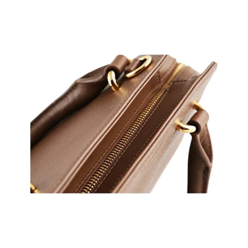 Burberry Cow Leather Handbag Women's Brown-5