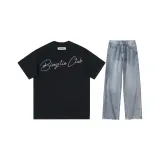 Clothing Sets[Black Short-Sleeved Shirt+Blue Jeans]