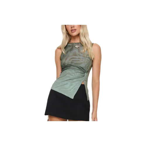PRINCESS POLLY Tank Tops Women's Green Ombre/Green Stripes