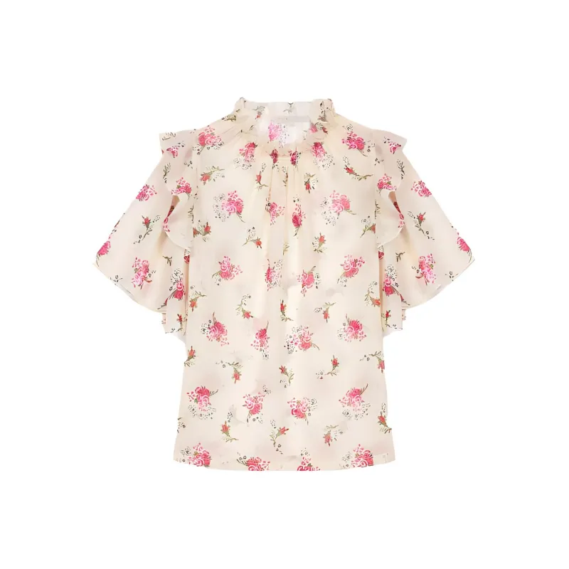 Maje Ruffle Sleeve T Shirt Women's-0
