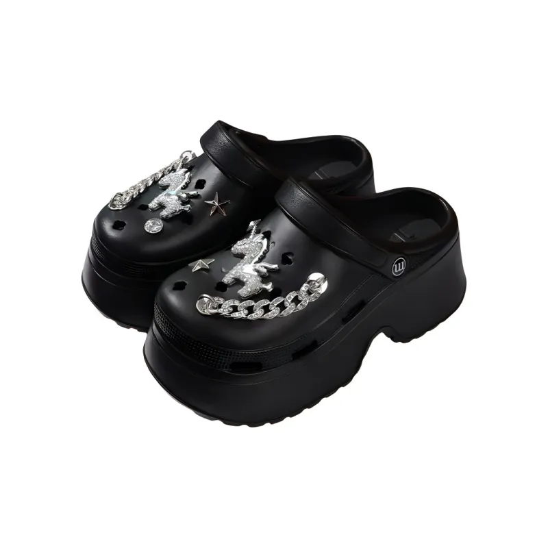 Ke Jiayi Summer Platform Height Increasing Rhinestone Slip Resistant Slippers-3
