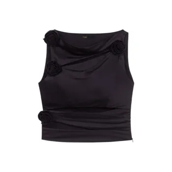 Maje Floral appliqué Cut out Tank Top