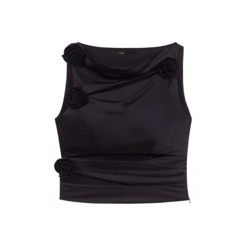 Maje Floral appliqué Cut out Tank Top