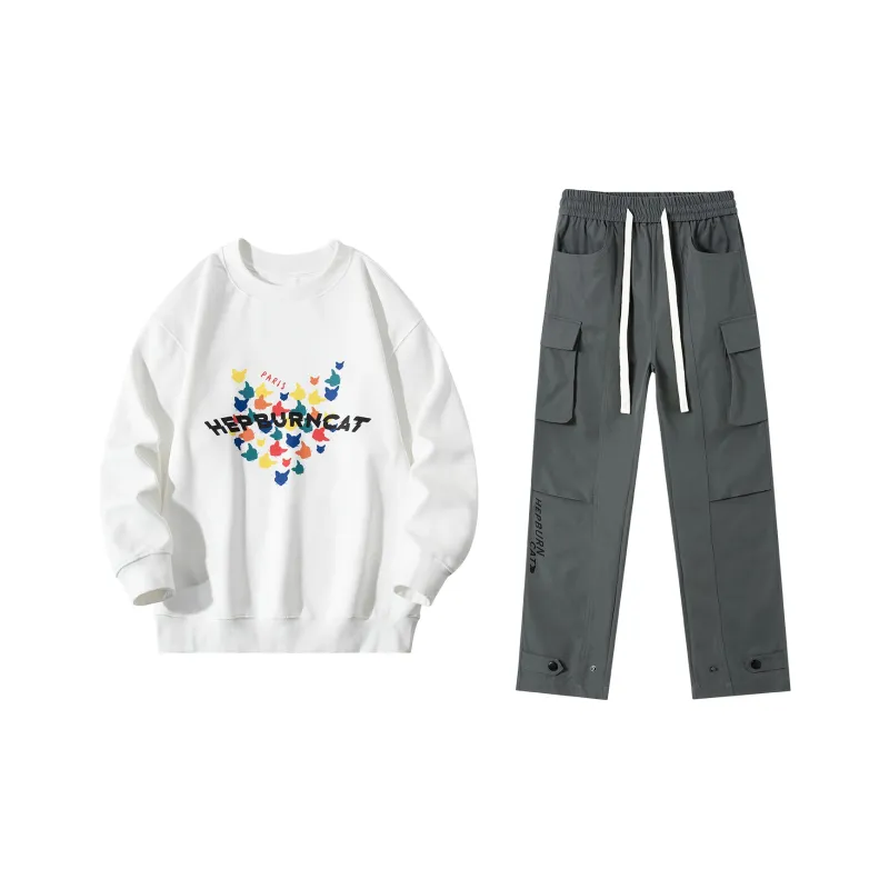 Hepburn Cat Sweatshirt Sets Unisex-0