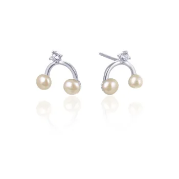 ZHENZHUAOMI Pearl Stud Earrings Women's