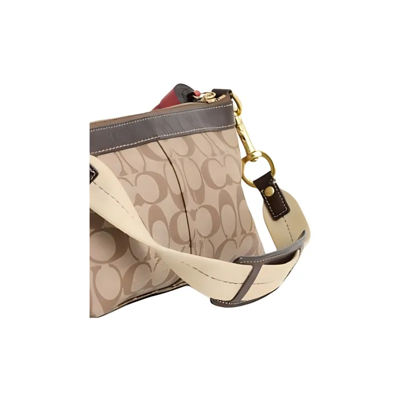 COACH Demi Canvas Handbag, Crossbody Bag, Shoulder Bag Women's Khaki & Dark Brown-3