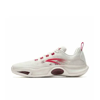 Anta Anti Slip Wear Resistant Mid Top Basketball Shoes Men's Ivory White