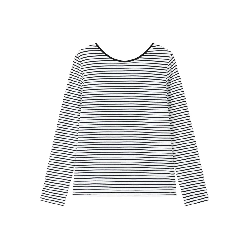 THE SEA LIFE T Shirt Women's Black White Stripes-0