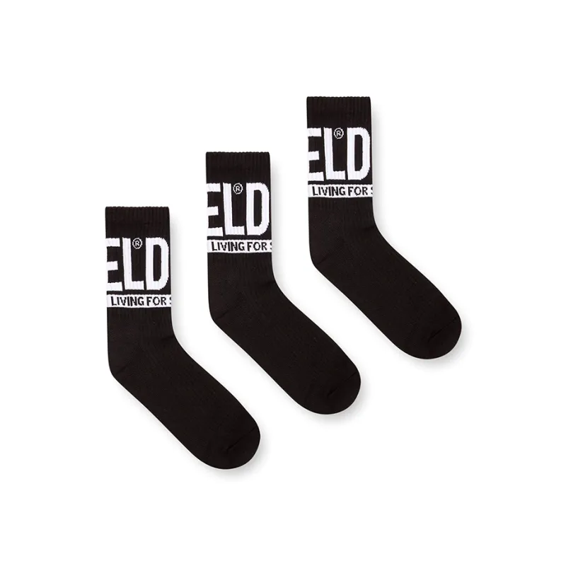 DIESEL Mid Calf Socks Men's 3 Pack Black-1