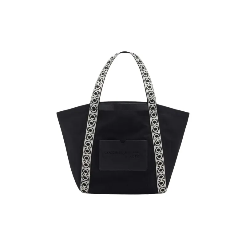 COCCINELLE Recycled Cotton Tote Bag, Shopping Bag, Handbag Women's Black-0