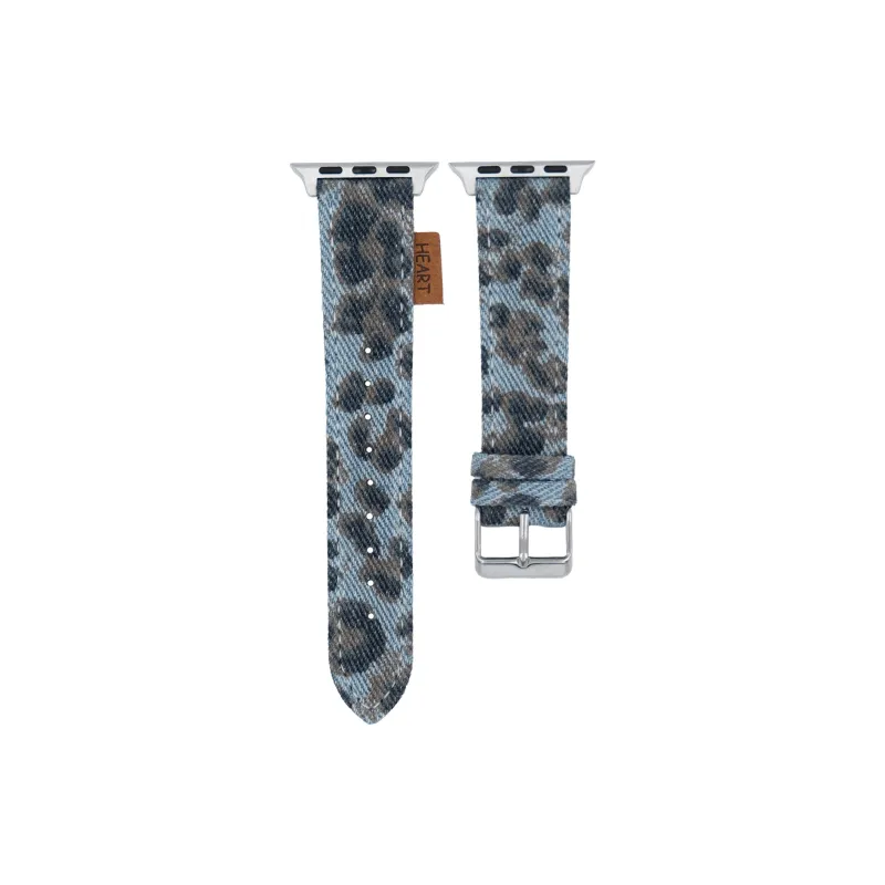 Antey Watch Band Apple Compatibility Denim Vintage Leopard Print Material-6